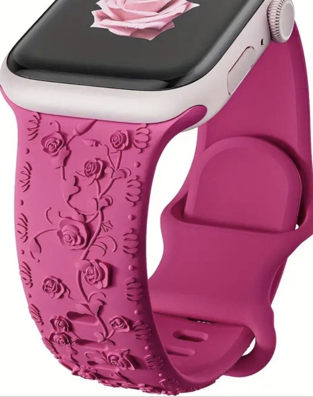 Floral Engraved Design Apple Watch Bands 42mm 44mm 45mm 49mm